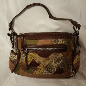 Fossil Tapestry Purse Trimmed in Leather